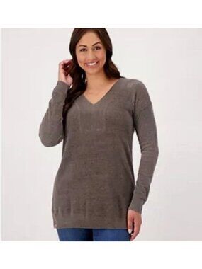 Barefoot Dreams Tunic Small Cozychic Ultra Lite V-Neck Mineral Taupe Plush